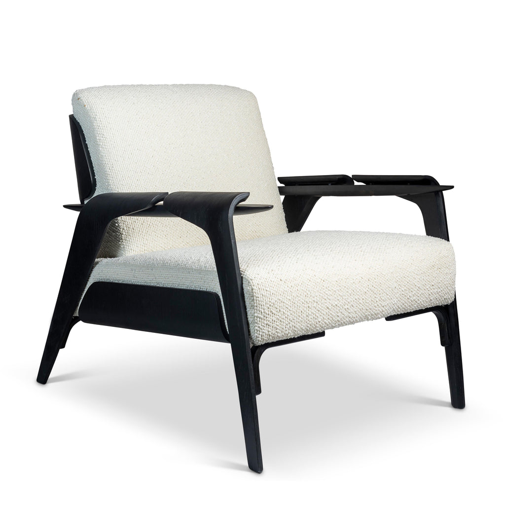 Modern Brazilian Fly Accent Chair, Boucle Ivory