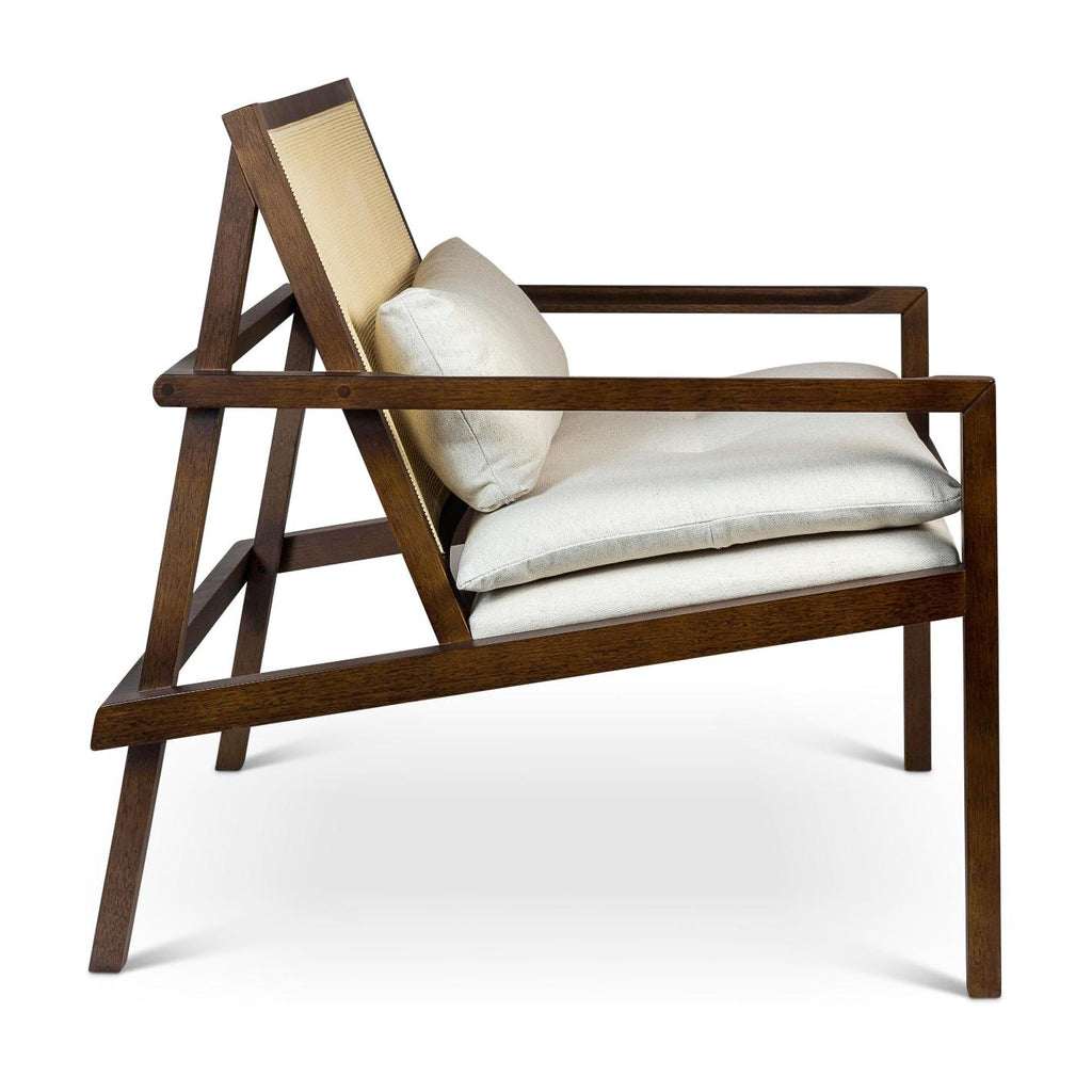 Modern Brazilian Barra Cane Lounge Chair