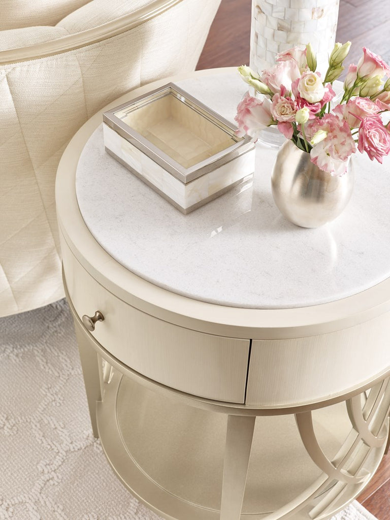 Adela End Table - Washed Alabaster, Blush Taupe