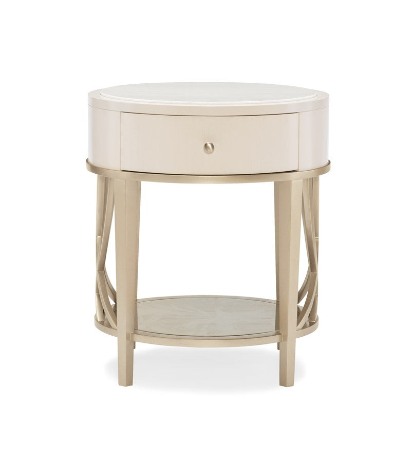 Adela End Table - Washed Alabaster, Blush Taupe