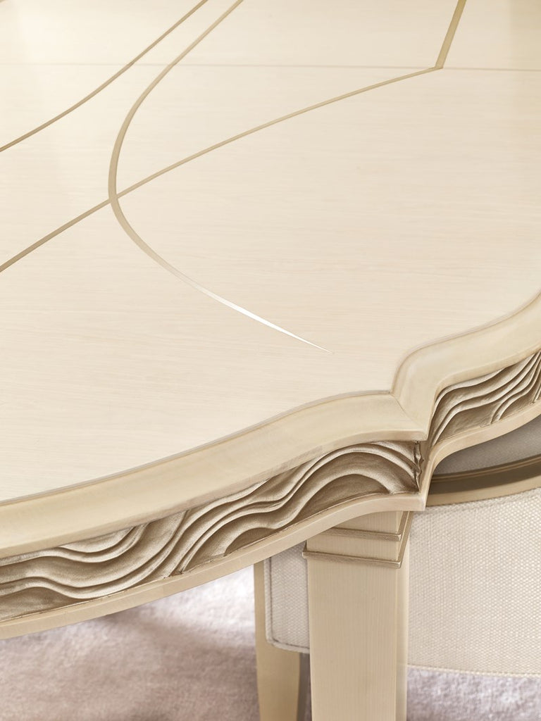 Adela Dining Table - Washed Alabaster, Blush Taupe