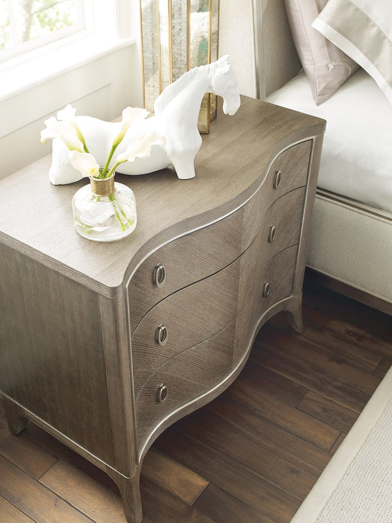 Avondale Nightstand - Elegant Linen, Soft Silver Paint