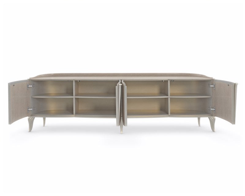 Entertainment Console - Stone Manor, Ivory Wash, Soft Radiance