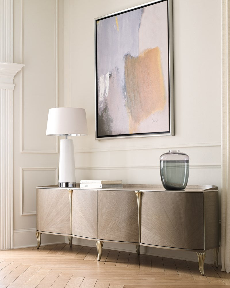 Entertainment Console - Stone Manor, Ivory Wash, Soft Radiance