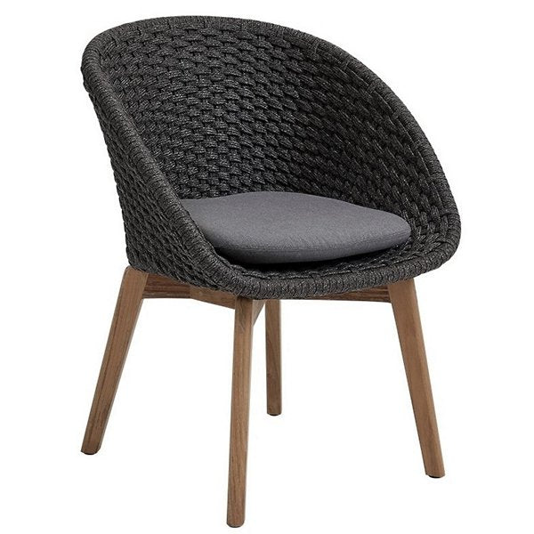 Peacock Chair With Teak Legs, Dark Grey