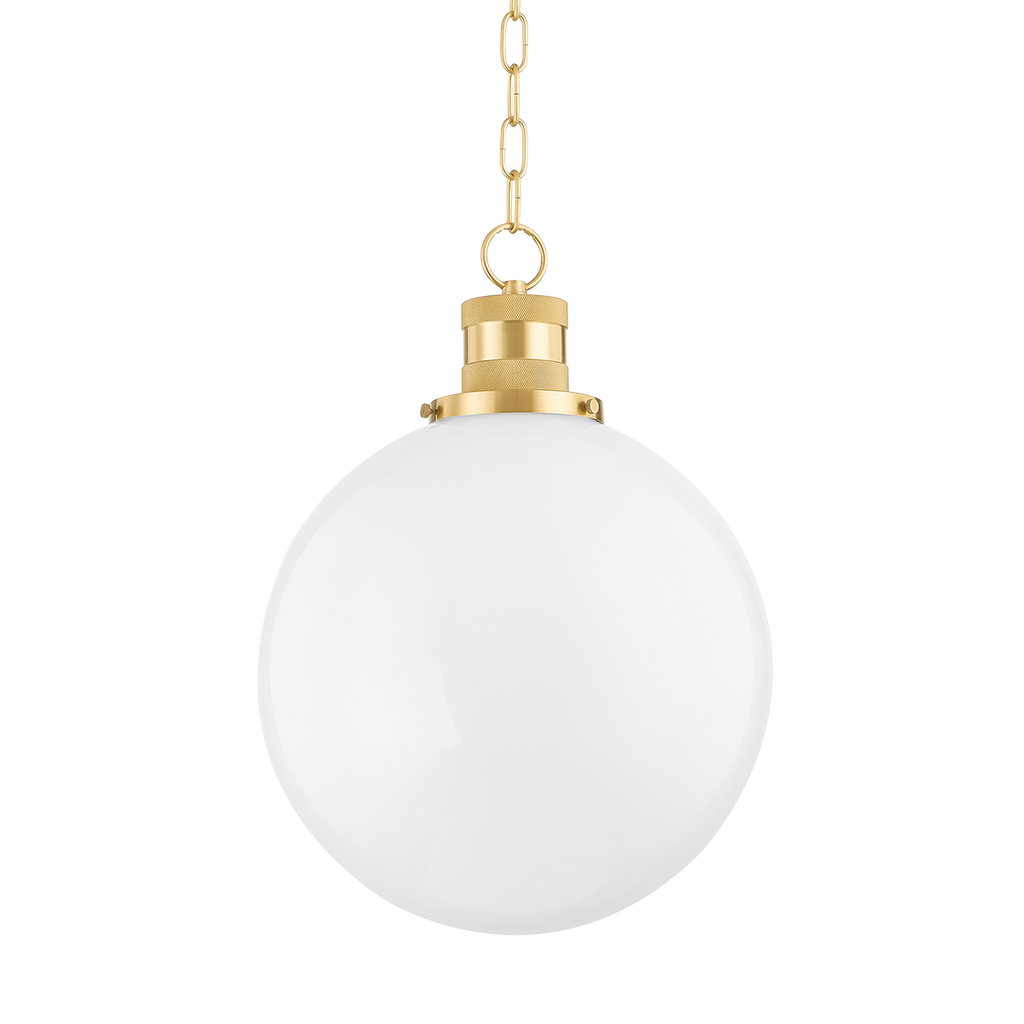 Beverly 1 Light Pendant - Aged Brass 19.5"