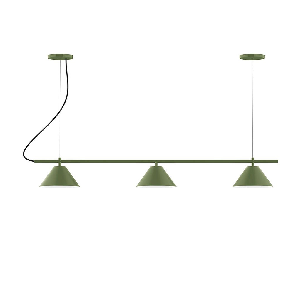 3-Light Linear Axis Chandelier, Fern Green - CHA421-22