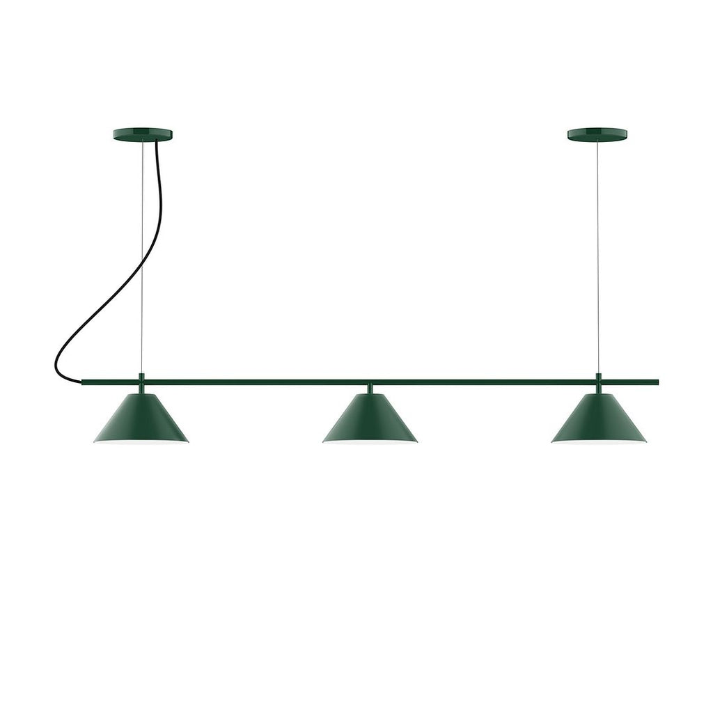 3-Light Linear Axis Chandelier, Forest Green - CHA421-42