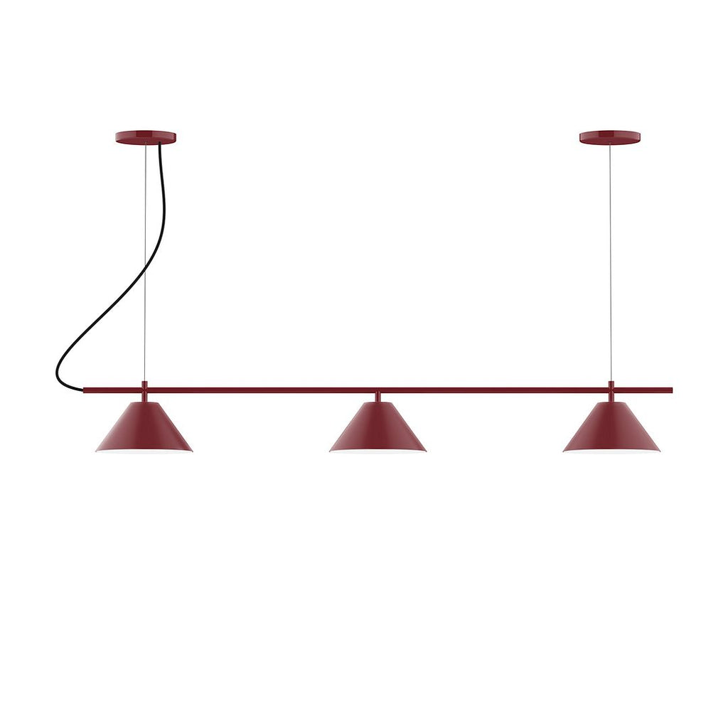 3-Light Linear Axis Chandelier, Barn Red - CHA421-55