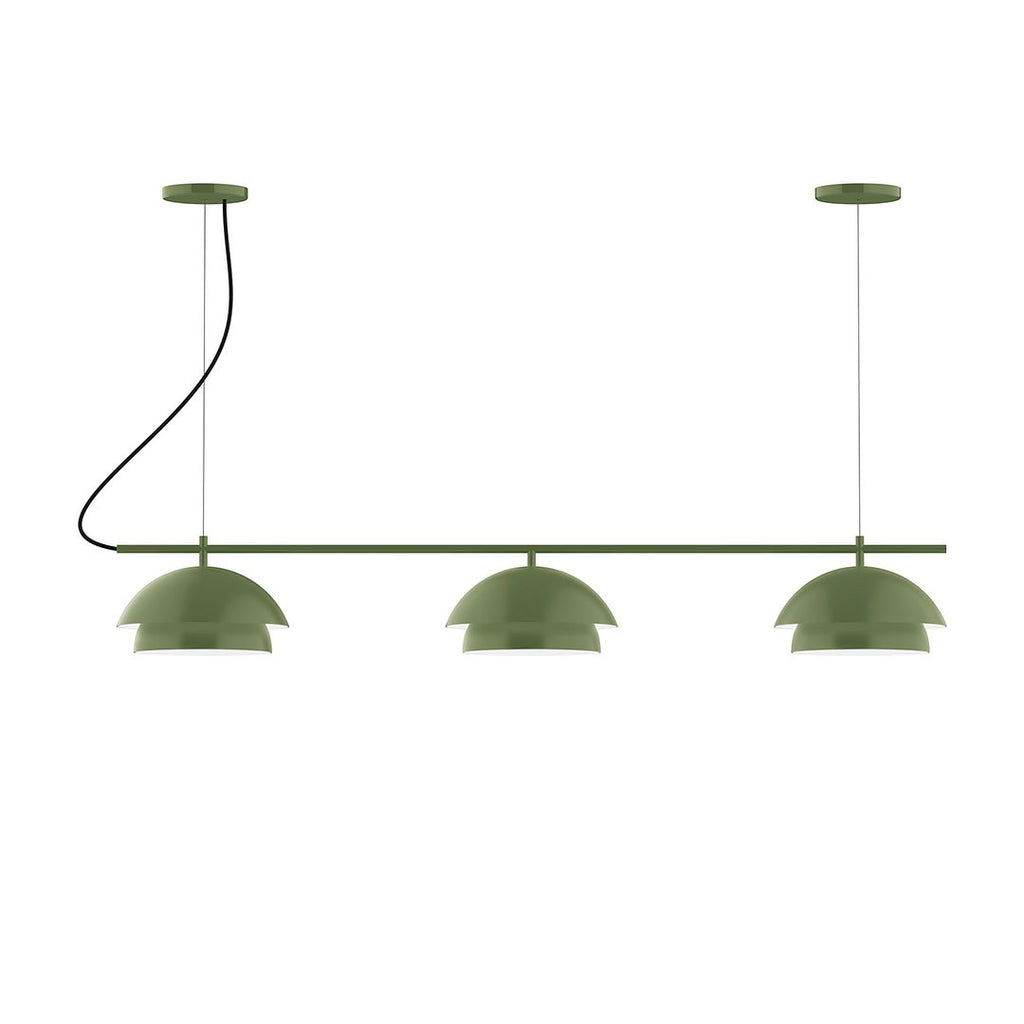 3-Light Linear Axis Chandelier, Fern Green - CHAX445-22