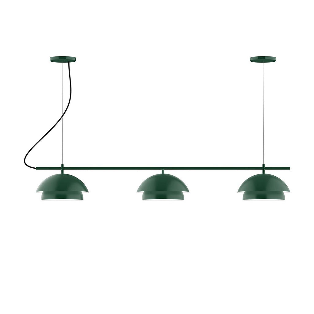 3-Light Linear Axis Chandelier, Forest Green - CHAX445-42