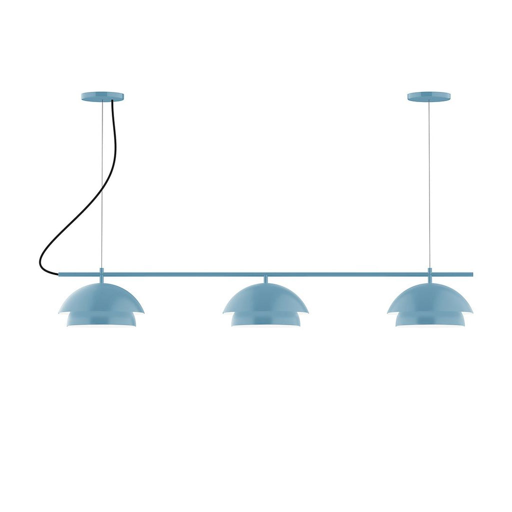 3-Light Linear Axis Chandelier, Light Blue - CHAX445-54