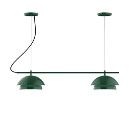 2-Light Linear Axis Chandelier, Forest Green - CHBX445-42