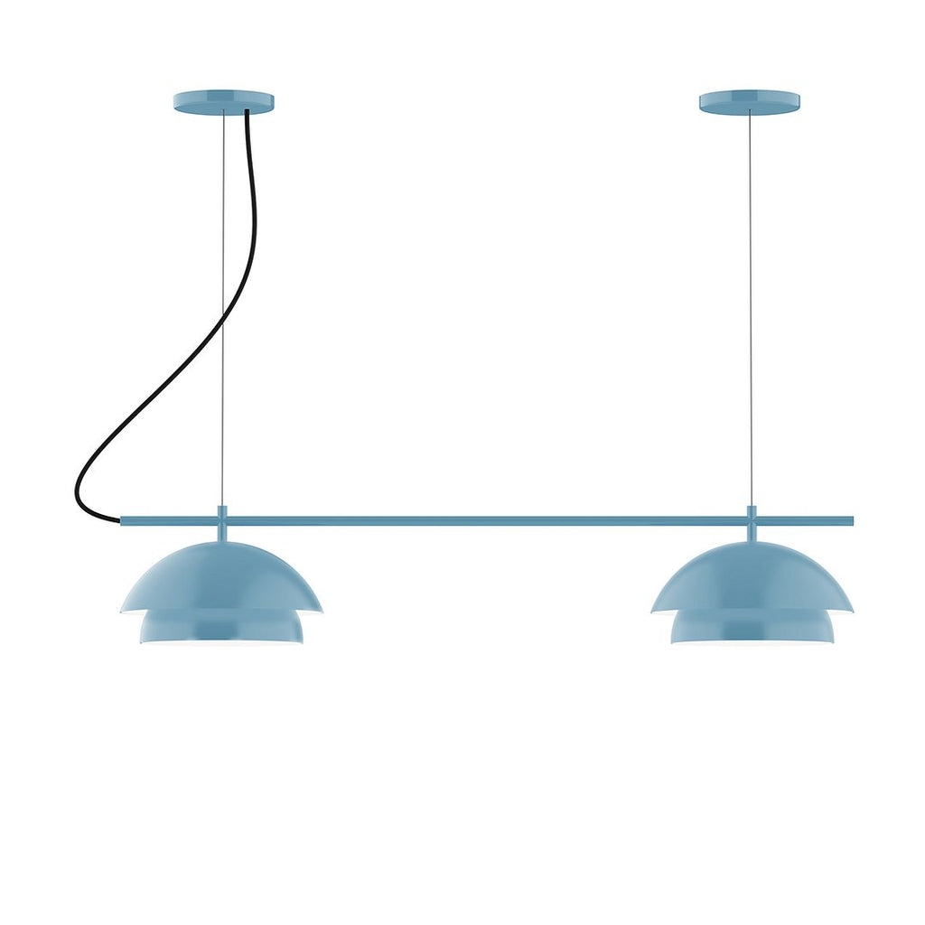 2-Light Linear Axis Chandelier, Light Blue - CHBX445-54