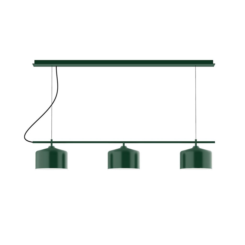 3-Light Linear Axis Chandelier, Forest Green - CHD419-42