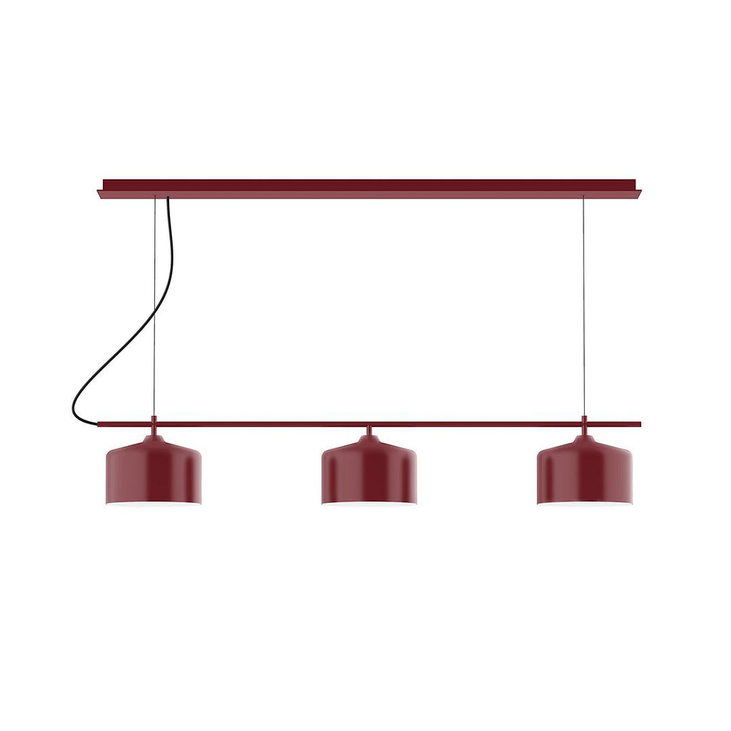 3-Light Linear Axis Chandelier, Barn Red - CHD419-55