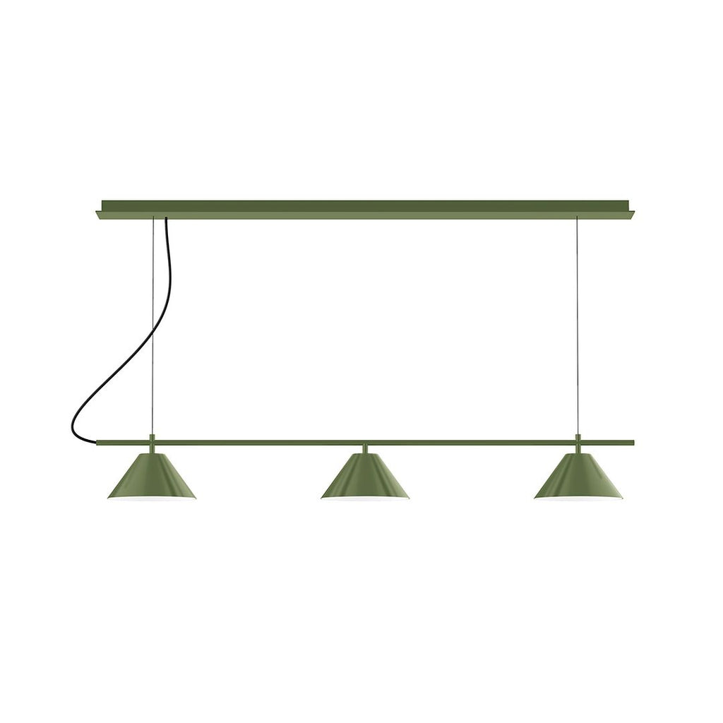 3-Light Linear Axis Chandelier, Fern Green - CHD421-22