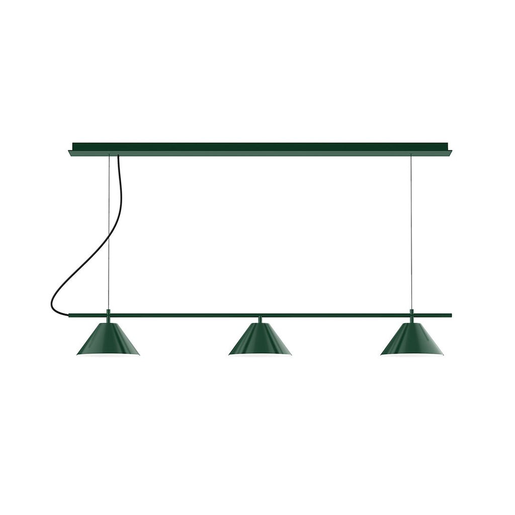 3-Light Linear Axis Chandelier, Forest Green - CHD421-42