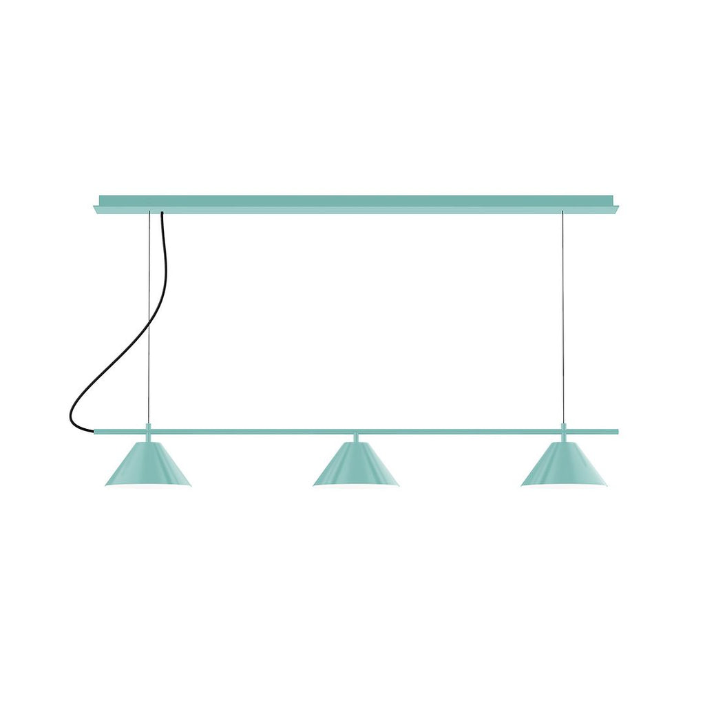 3-Light Linear Axis Chandelier, Sea Green - CHD421-48