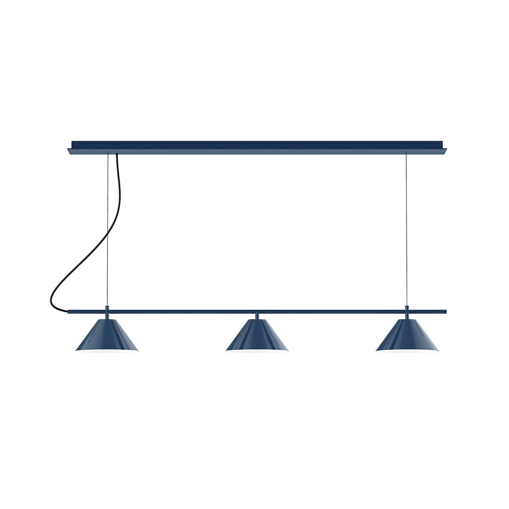 3-Light Linear Axis Chandelier, Navy - CHD421-50