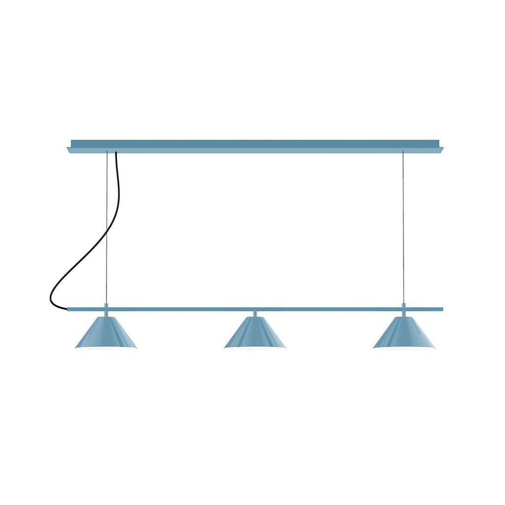 3-Light Linear Axis Chandelier, Light Blue - CHD421-54