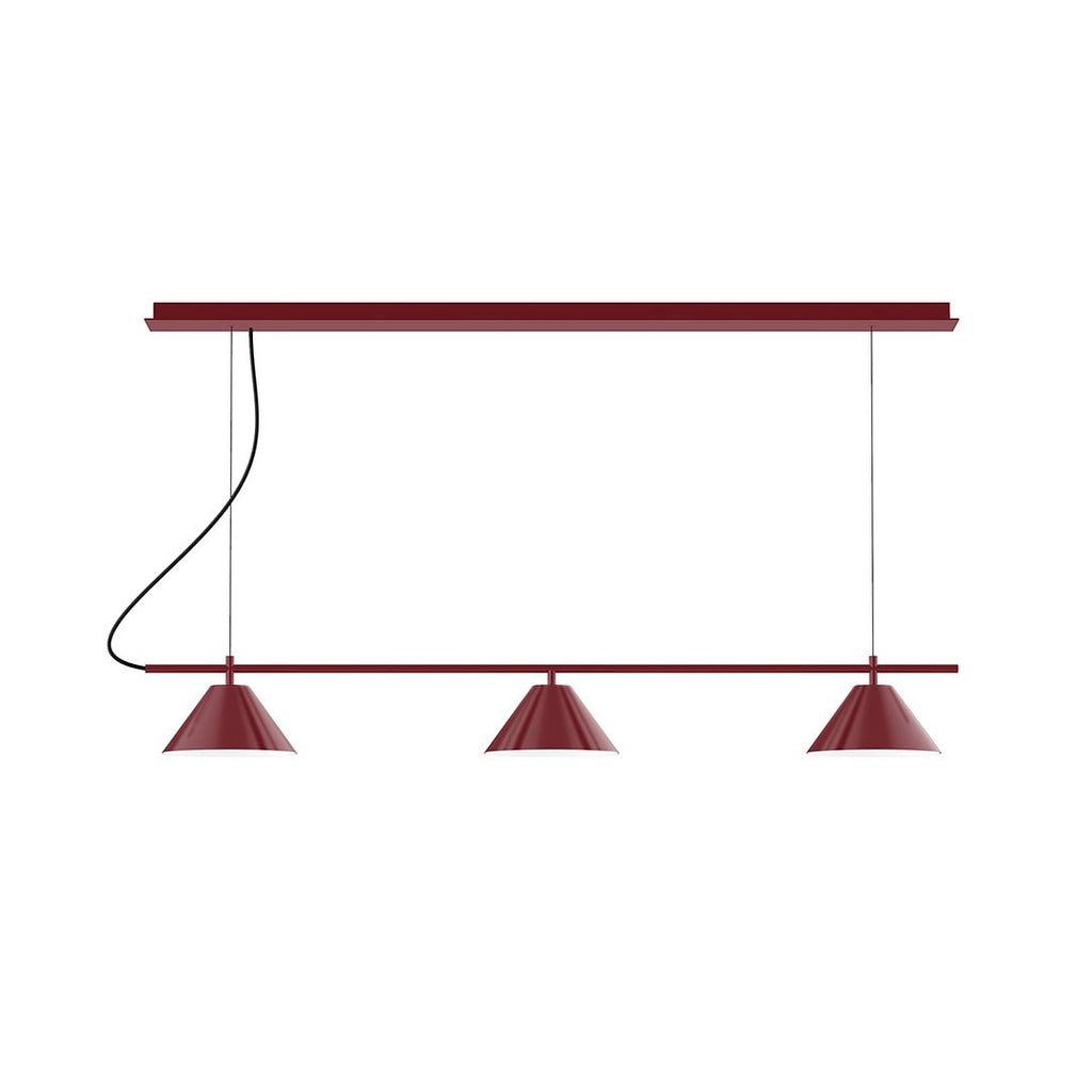 3-Light Linear Axis Chandelier, Barn Red - CHD421-55