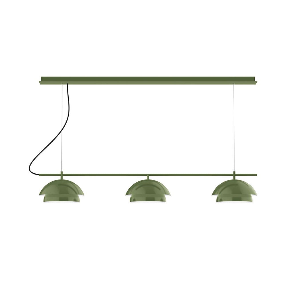 3-Light Linear Axis Chandelier, Fern Green - CHDX445-22