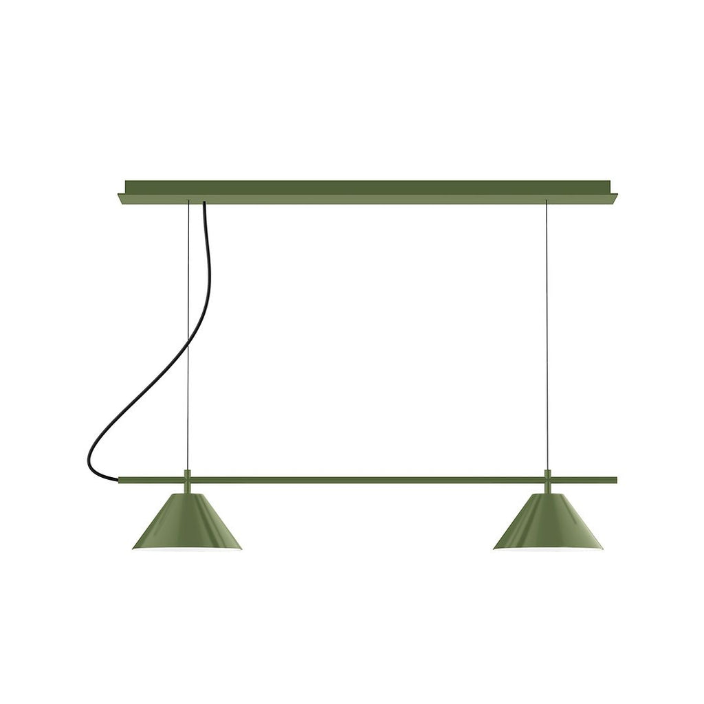 2-Light Linear Axis Chandelier, Fern Green - CHE421-22