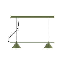 2-Light Linear Axis Chandelier, Fern Green - CHE421-22