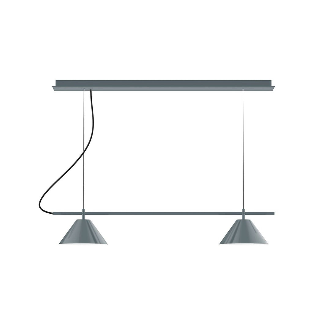 2-Light Linear Axis Chandelier, Slate Gray - CHE421-40