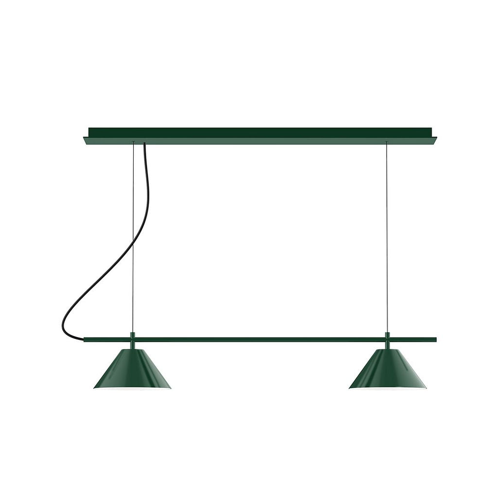 2-Light Linear Axis Chandelier, Forest Green - CHE421-42