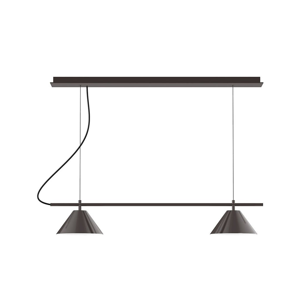 2-Light Linear Axis Chandelier, Architectural Bronze - CHE421-51