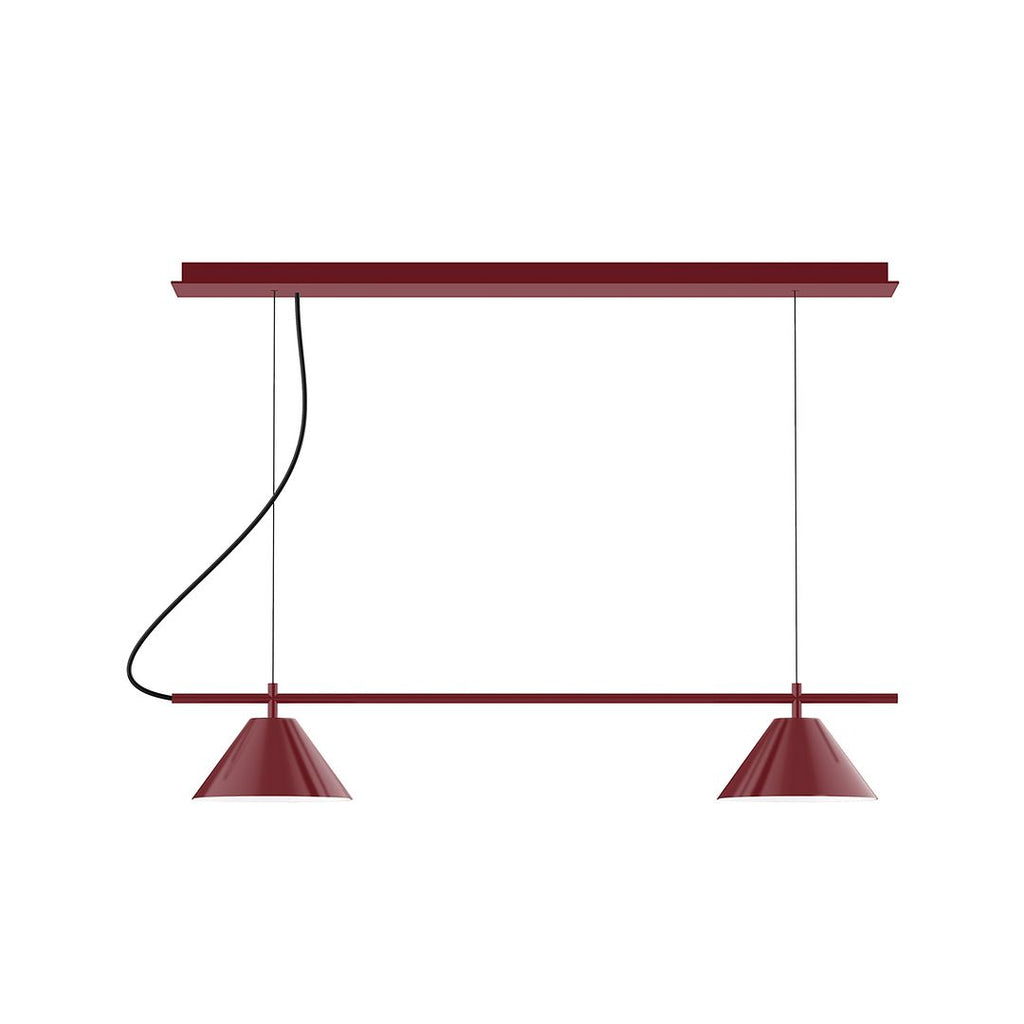 2-Light Linear Axis Chandelier, Barn Red - CHE421-55