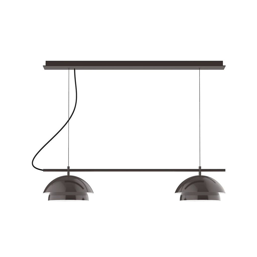 2-Light Linear Axis Chandelier, Architectural Bronze - CHEX445-51