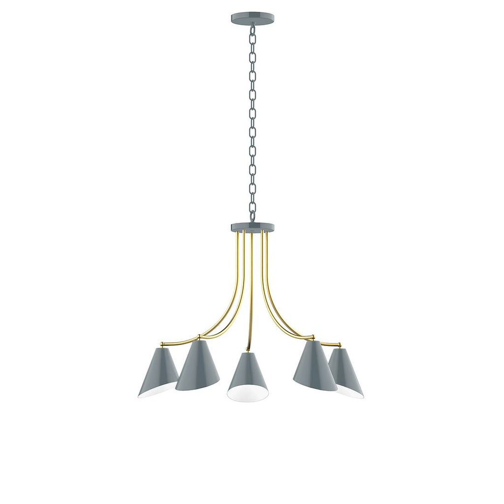 5-Light J-Series Chandelier, Slate Gray With Brushed Brass Accents - CHN415-40-91