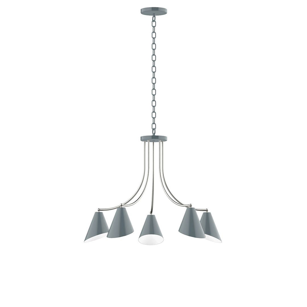 5-Light J-Series Chandelier, Slate Gray With Brushed Nickel Accents - CHN415-40-96