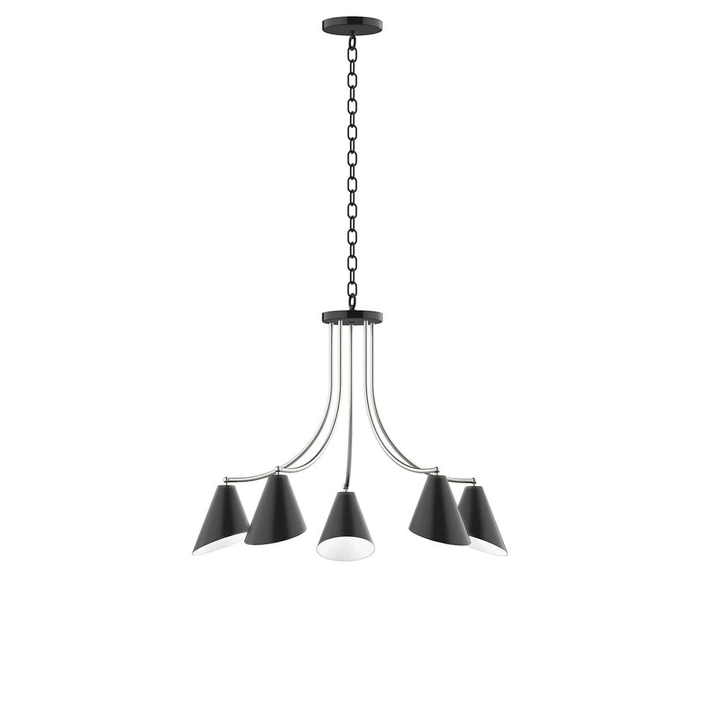 5-Light J-Series Chandelier, Black With Brushed Nickel Accents - CHN415-41-96