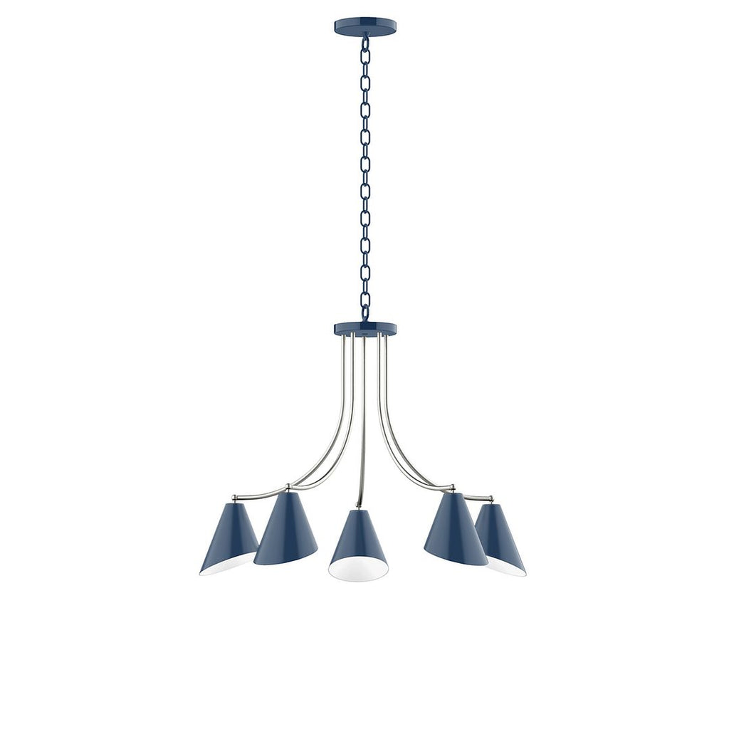 5-Light J-Series Chandelier, Navy With Brushed Nickel Accents - CHN415-50-96