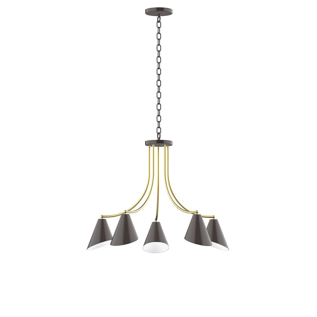 5-Light J-Series Chandelier, Architectural Bronze With Brushed Brass Accents - CHN415-51-91