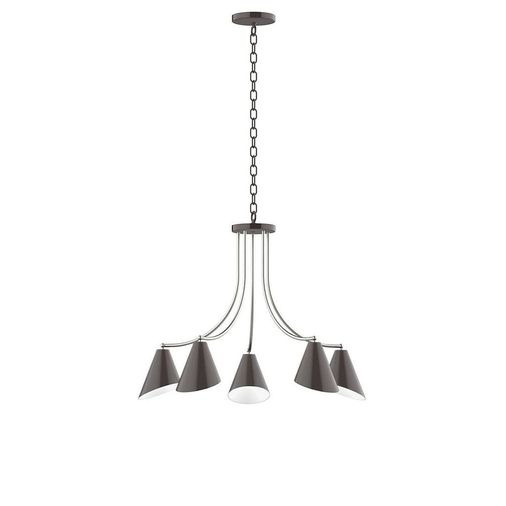 5-Light J-Series Chandelier, Architectural Bronze With Brushed Nickel Accents - CHN415-51-96