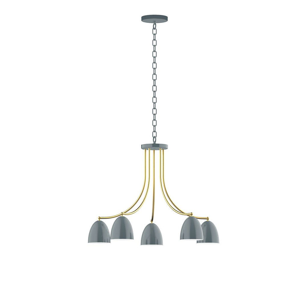 5-Light J-Series Chandelier, Slate Gray With Brushed Brass Accents - CHN417-40-91