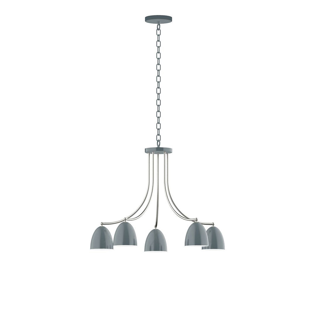 5-Light J-Series Chandelier, Slate Gray With Brushed Nickel Accents - CHN417-40-96