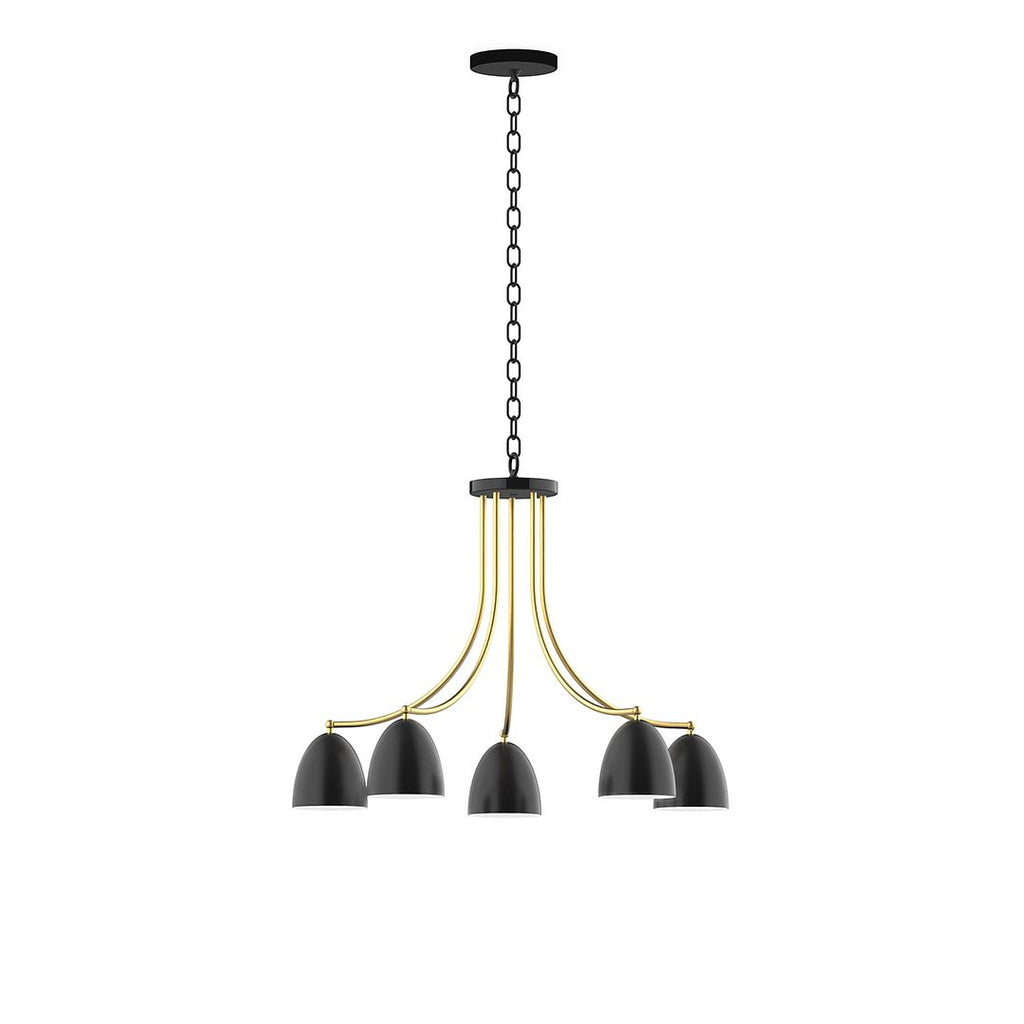 5-Light J-Series Chandelier, Black With Brushed Brass Accents - CHN417-41-91