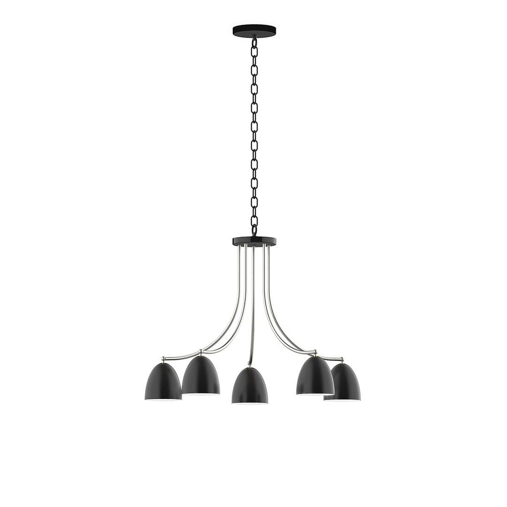 5-Light J-Series Chandelier, Black With Brushed Nickel Accents - CHN417-41-96