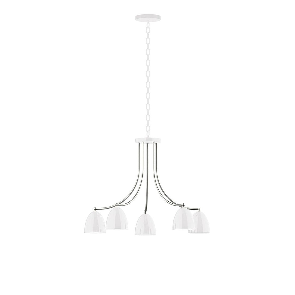 5-Light J-Series Chandelier, White With Brushed Nickel Accents - CHN417-44-96