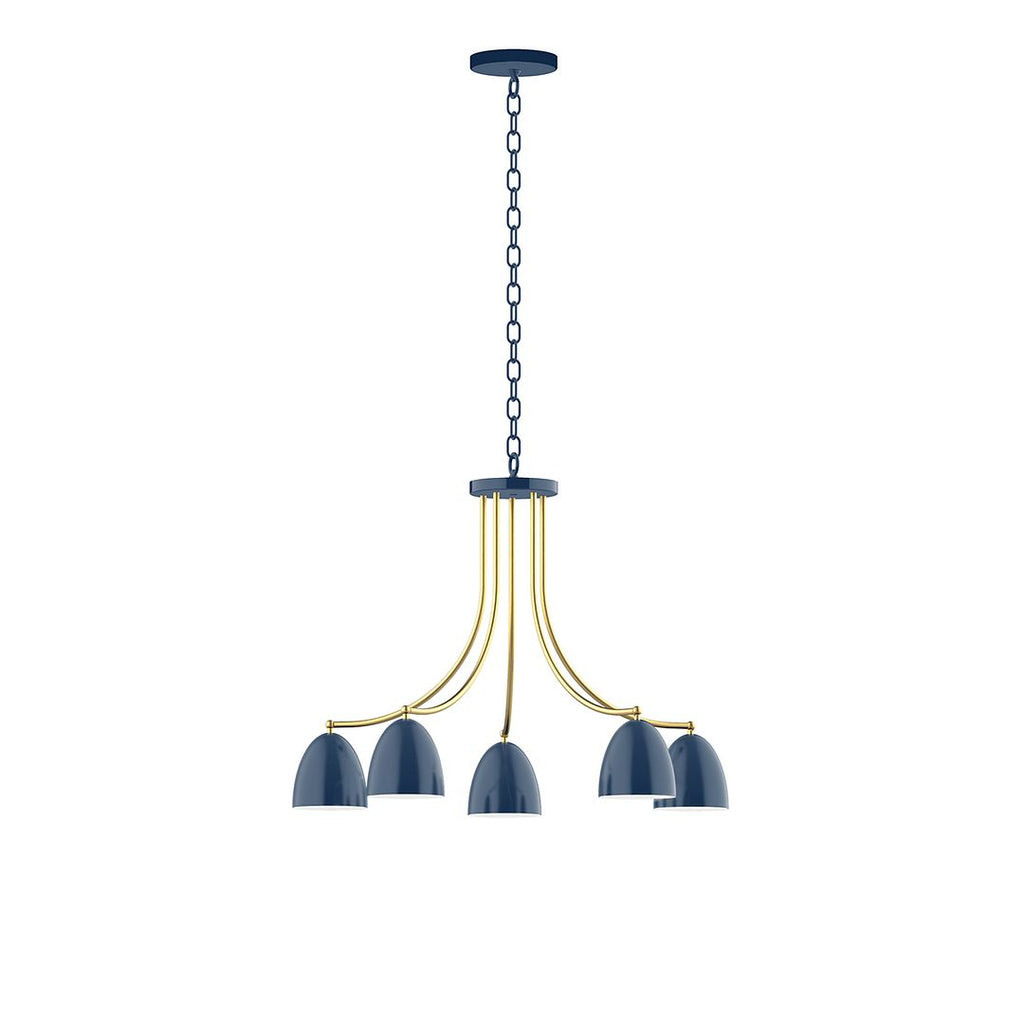 5-Light J-Series Chandelier, Navy With Brushed Brass Accents - CHN417-50-91