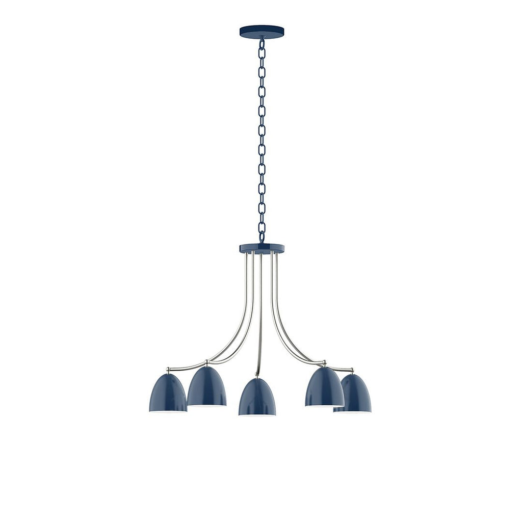 5-Light J-Series Chandelier, Navy With Brushed Nickel Accents - CHN417-50-96