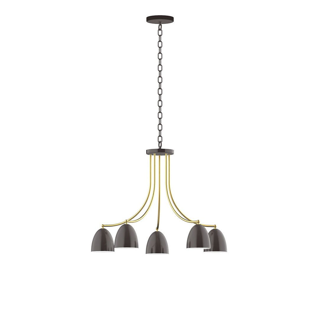 5-Light J-Series Chandelier, Architectural Bronze With Brushed Brass Accents - CHN417-51-91