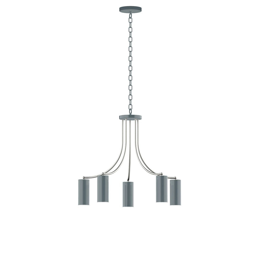 5-Light J-Series Chandelier, Slate Gray With Brushed Nickel Accents - CHN418-40-96