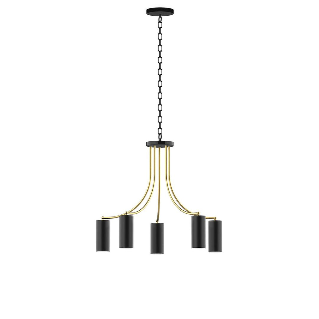 5-Light J-Series Chandelier, Black With Brushed Brass Accents - CHN418-41-91